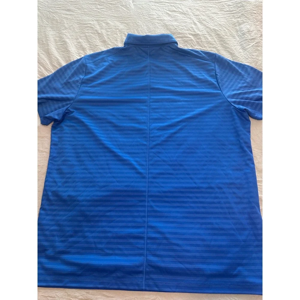 Nike Dri-FIT Mens XXL Blue Striped Short Sleeve Golf Polo Shirt Athletic Top